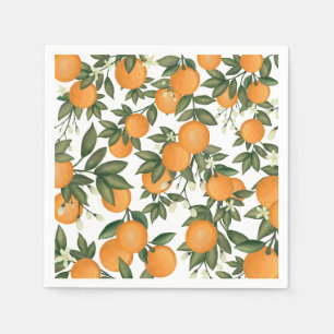 Serviette En Papier Oranges botaniques d'agrumes doux d'été Vert