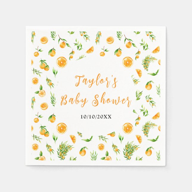Serviette En Papier Oranges Citrus Baby Shower (Devant)