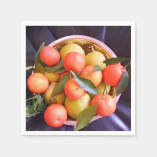 Serviette En Papier Oranges de bol de fruits photo originale
