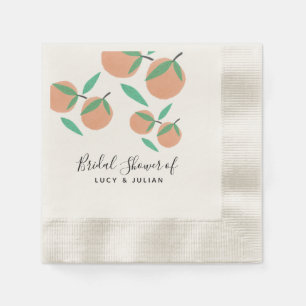 Serviette En Papier Oranges de douche de mariée dessinées à la main Bo