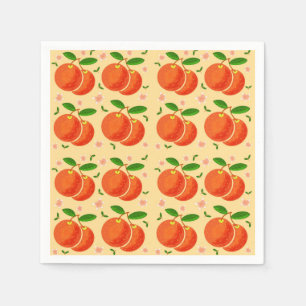Serviette En Papier Oranges et fleurs