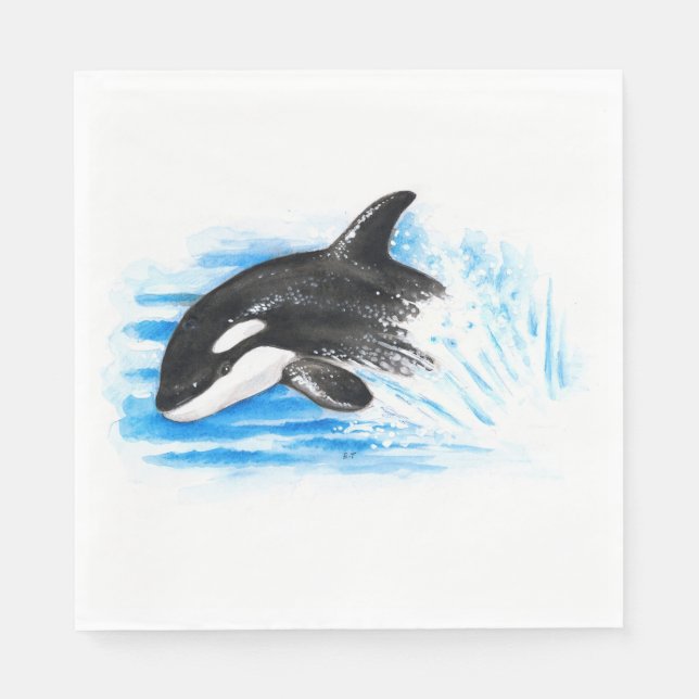 Serviette En Papier Orca Breaching (Devant)