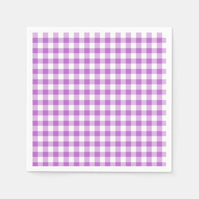 Serviette En Papier Orchidée Gingham Classique Violet (Devant)