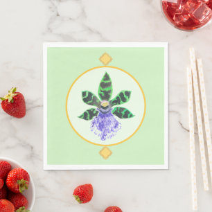 Serviette En Papier Orchidée pétale verte et noire