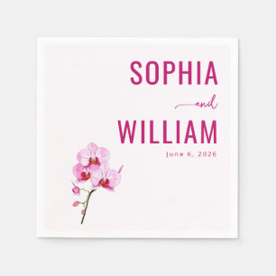 Serviette En Papier Orchidée Rose Élégante Minimaliste