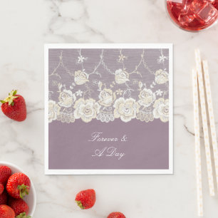 Serviette En Papier Orchidée violet blanc dentelle Mariage floral