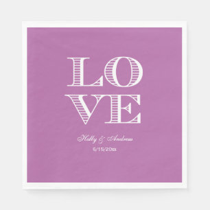 Serviette En Papier Orchidée violet, serviettes AMOUR Blanches