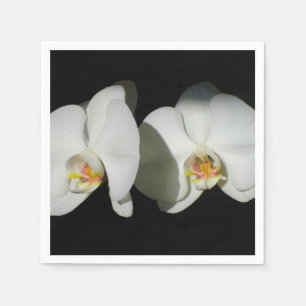 Serviette En Papier Orchidées blanches élégantes, photo à fleurs tropi