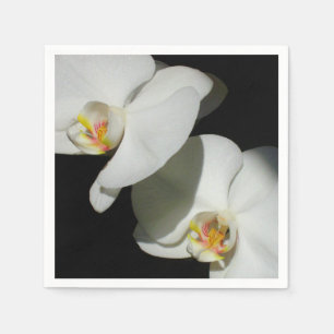 Serviette En Papier Orchidées blanches romantiques, photo florale trop