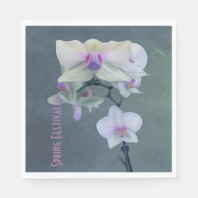 Serviette En Papier Orchidées Dans Les Tons De Violet (Devant)