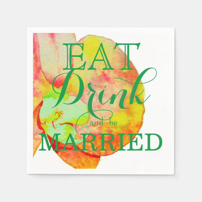 Serviette En Papier Orchidées des Caraïbes, fleurs d'aquarelle tropica (Devant)