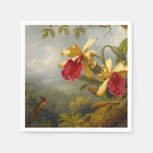 Serviette En Papier Orchidées et colibri Heade