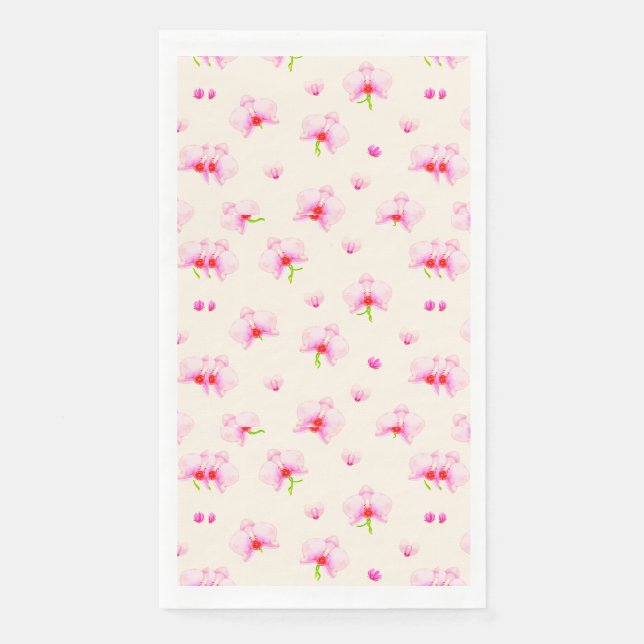 Serviette En Papier Orchidées rose pastel (Devant)