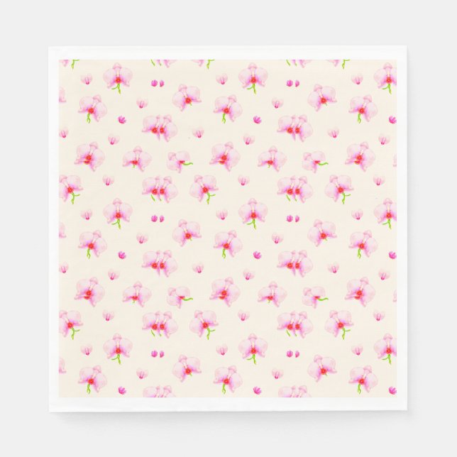 Serviette En Papier Orchidées rose pastel (Devant)