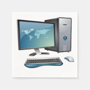 Serviette En Papier Ordinateur de bureau avec moniteur, clavier et sou