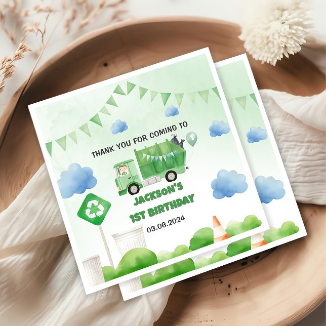 Serviette En Papier Ordures Camion 1ère fête d'anniversaire (Créateur téléchargé)