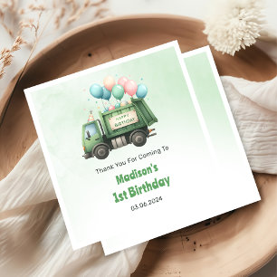 Serviette En Papier Ordures Camion 1ère fête d'anniversaire
