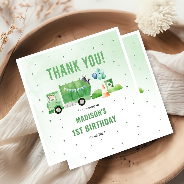 Serviette En Papier Ordures Camion 1ère fête d'anniversaire (Créateur téléchargé)