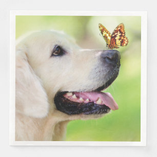Serviette En Papier Oreiller À Lancer Du Labrador Et Du Papillon