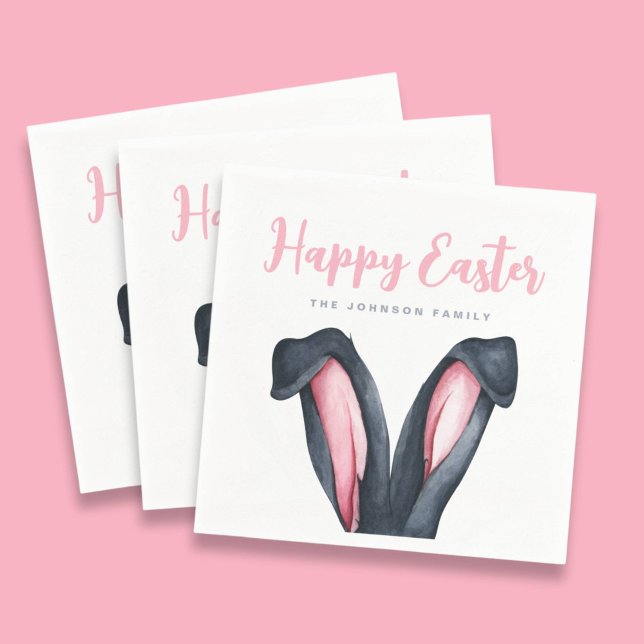 Serviette En Papier Oreilles de Lapin Mignon Joyeuses Pâques (Créateur téléchargé)