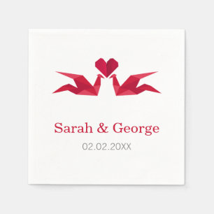 Serviette En Papier origami grues rouges Mariage serviettes personnali