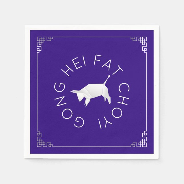 Serviette En Papier Origami Ox chinois (Devant)