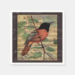 Serviette En Papier Oriole vintage Sur La Musique