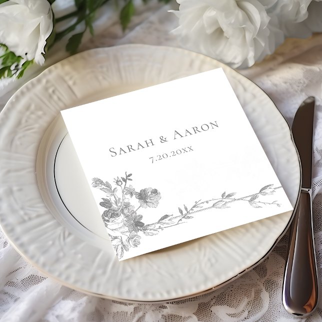 Serviette En Papier Ornate Classic French Rose Border Wedding (Créateur téléchargé)