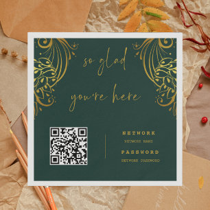 Serviette En Papier Ornate Gold Frills WiFi Mot de passe Mariage servi