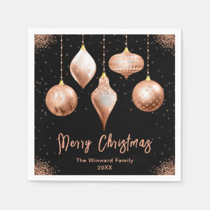 Serviette En Papier Ornement Classique Rose Gold Noël