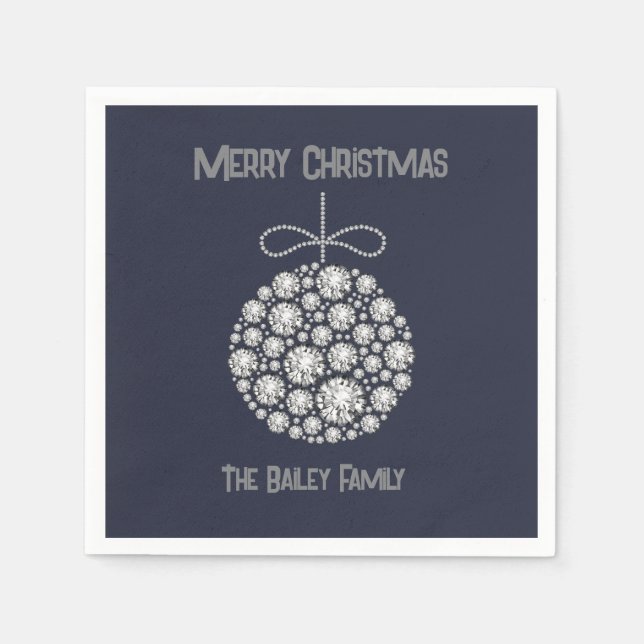 Serviette En Papier Ornement de Noël au diamant (Devant)