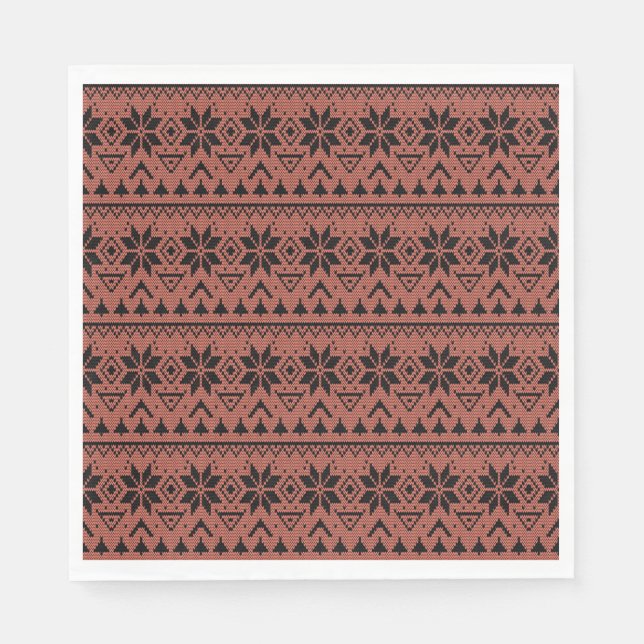 Serviette En Papier ornement de Noël nordique hiver scandinave nork (Devant)