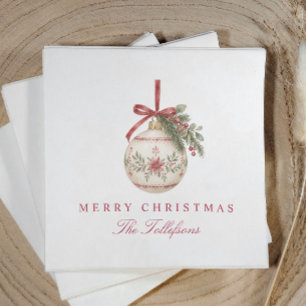 Serviette En Papier Ornement de Noël Poinsettia Vintage Bourgogne