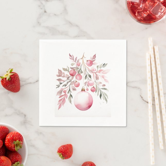 Serviette En Papier Ornement rose de Noël (En situation)
