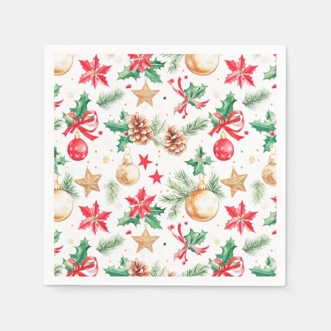Serviette En Papier Ornements de Noël festifs (Devant)