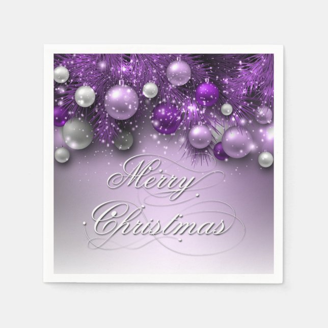Serviette En Papier Ornements de Noël - Purples (Devant)