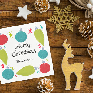 Serviette En Papier Ornements de Noël rétro vintage Personnalisés