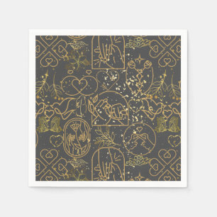 Serviette En Papier Ornements mariages motif en Gold D Grey BG