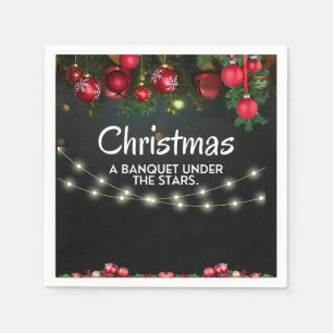 Serviette En Papier Ornements or ROUGE Joyeux Noël