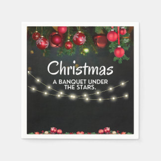 Serviette En Papier Ornements or ROUGE Joyeux Noël