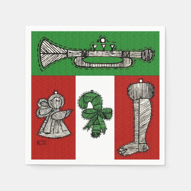 Serviette En Papier Ornements vintages (Devant)