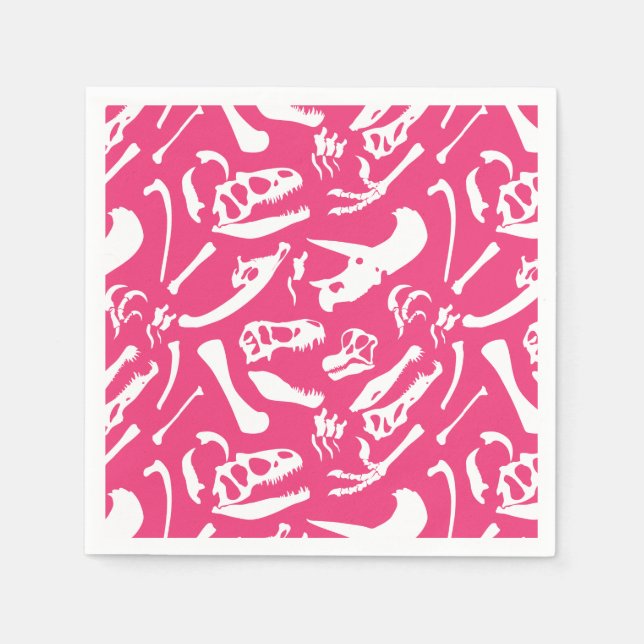 Serviette En Papier Os Dinosaures (Rose) (Devant)