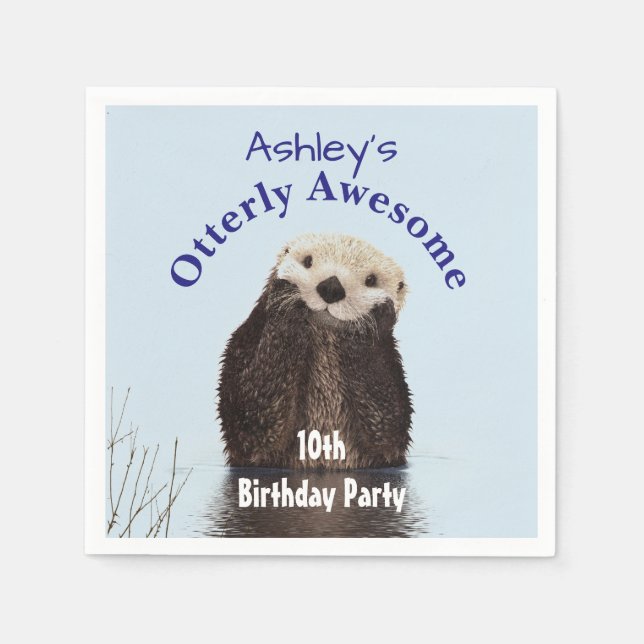 Serviette En Papier Otter de fête d'anniversaire absolument stupéfiant (Devant)
