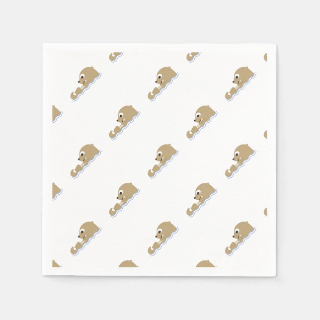 Serviette En Papier Otter flottante mignonne (Devant)