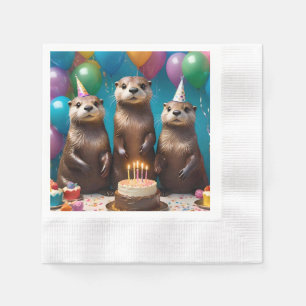 Serviette En Papier Otter Triplets Anniversaire,