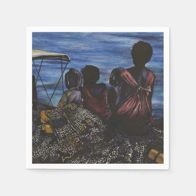 Serviette En Papier Où est papa ? Harbour Island, Bahamas (Devant)