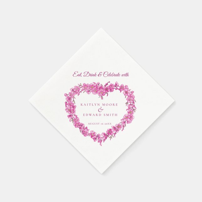 Serviette En Papier Oubliez-moi pas mariage d'art rose blanc (Coin)