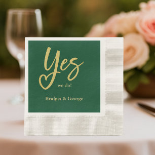 Serviette En Papier Oui nous faisons vert émeraude Or mariage