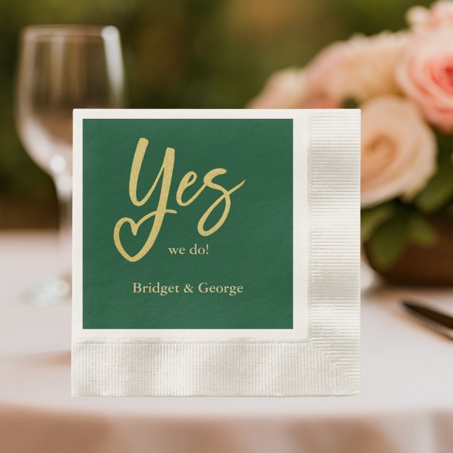 Serviette En Papier Oui nous faisons vert émeraude Or mariage (Créateur téléchargé)