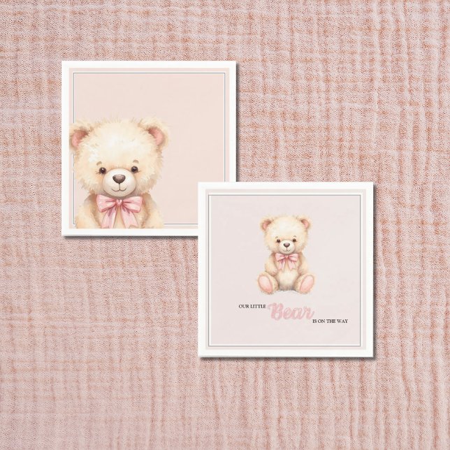 Serviette En Papier Our Little Bear on the Way Fall Baby Shower Pink (Créateur téléchargé)